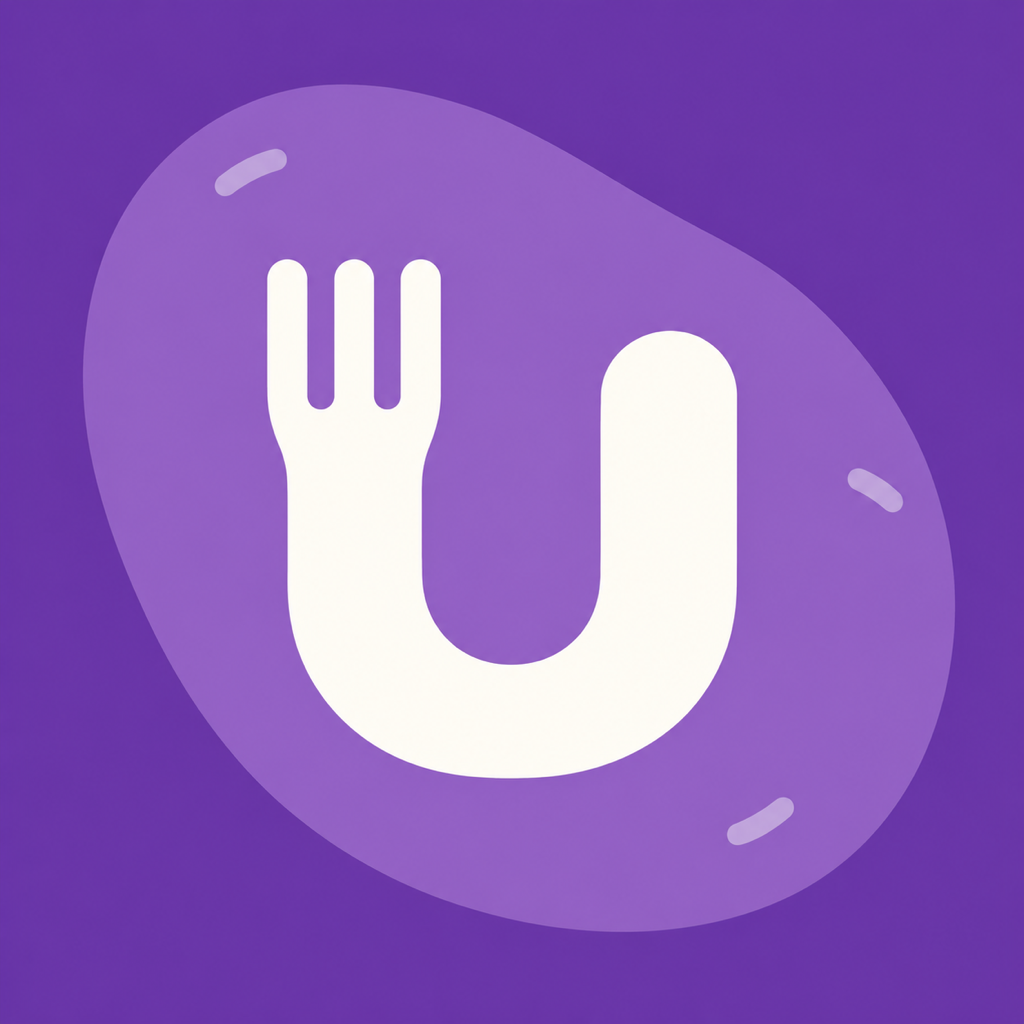 Ube’s purple sweet potato and fork mark